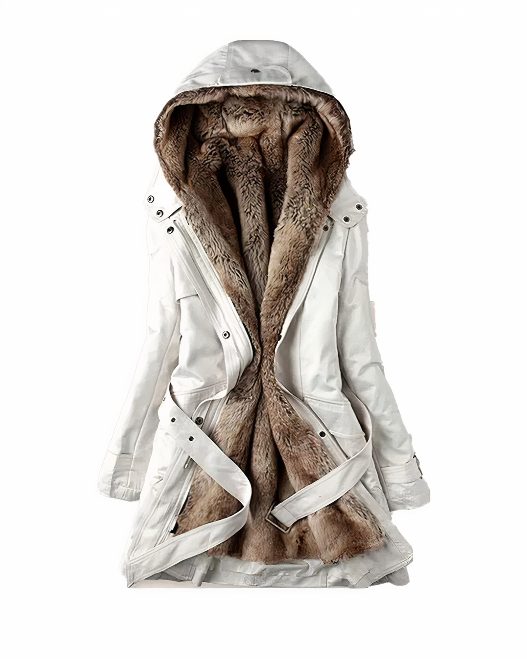 Levoire | Veste À Capuche À Manches Longues Avec Doublure En Polaire Et Ceinture Blanc