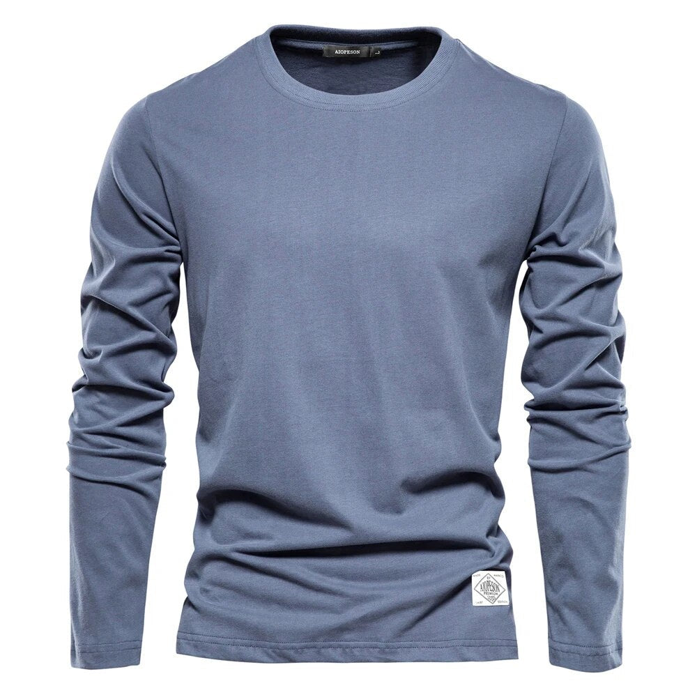 Levoire | T-Shirt À Manches Longues Classique Pour Hommes Bleu