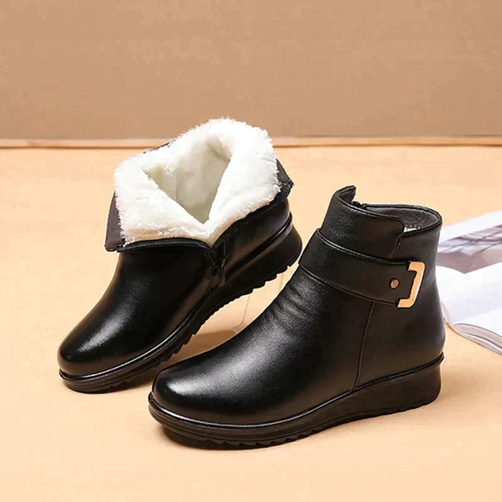 Levoire | Bottes Orthopédiques avec Doublure en Laine et Soutien de la Voûte Plantaire pour Femmes Noir + blanc coton