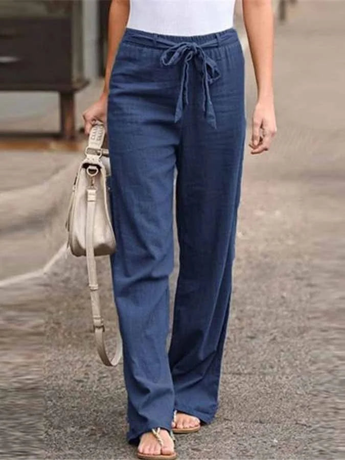 Levoire | Pantalons En Lin D'Été Pour Femmes Bleu foncé