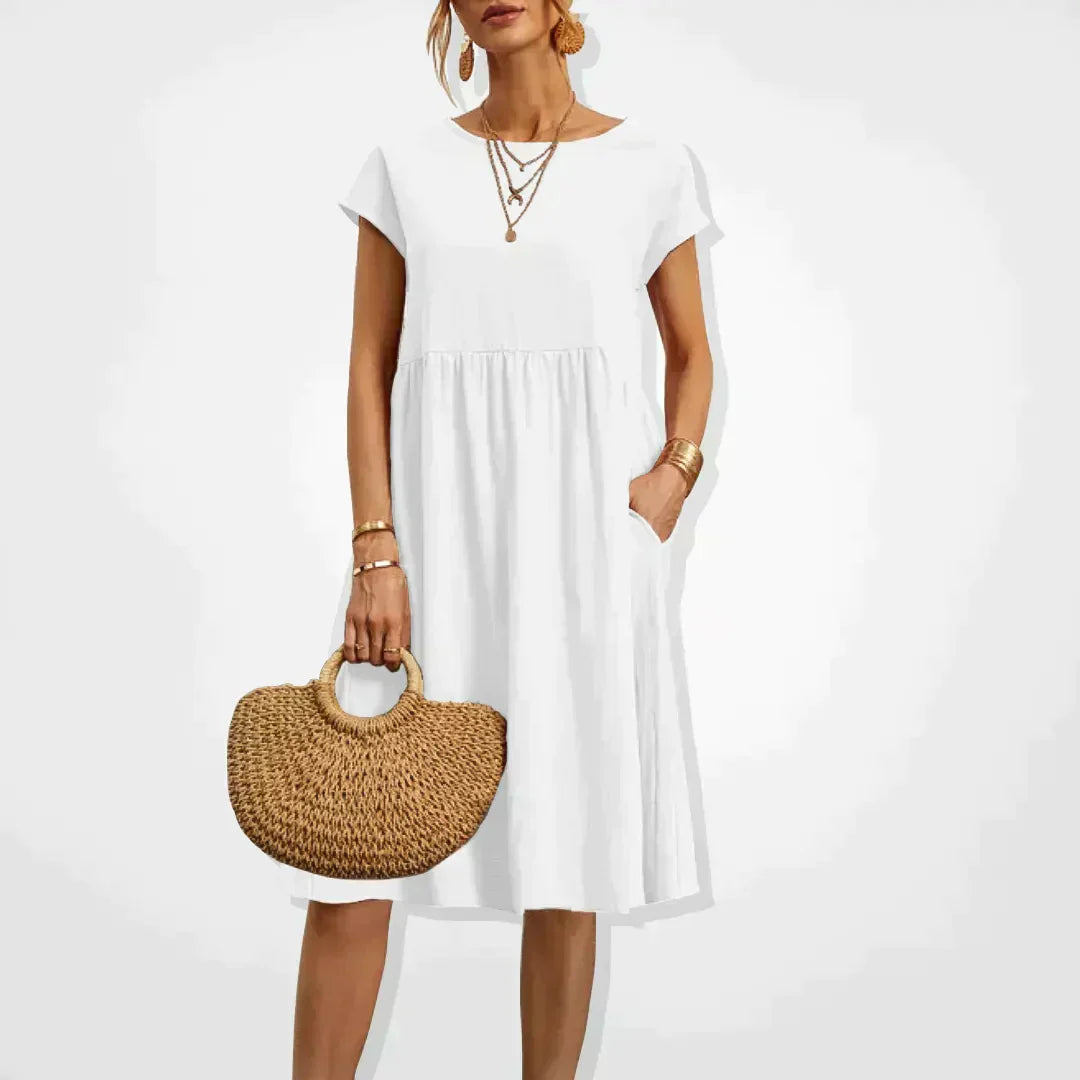 Levoire | Robe Midi Décontractée À Coupe Ample Pour Femmes Blanc