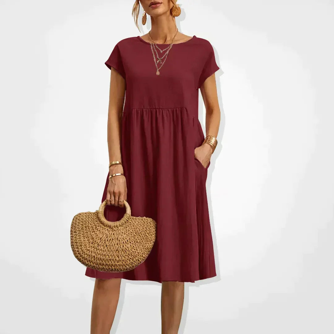 Levoire | Robe Midi Décontractée À Coupe Ample Pour Femmes Bourgogne