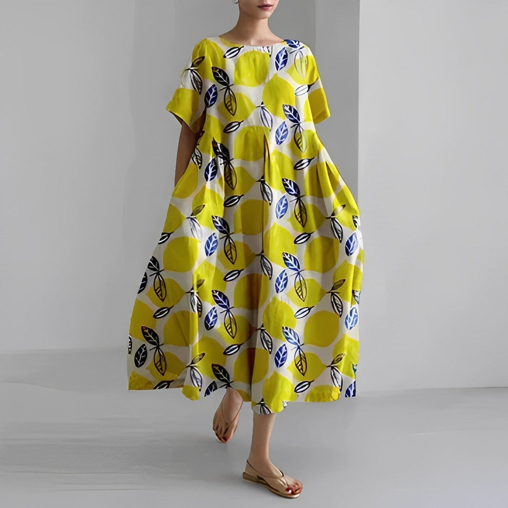 Levoire | Robe Longue Fleurie Confortable Jaune