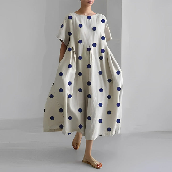 Levoire | Robe Longue Fleurie Confortable Points blancs