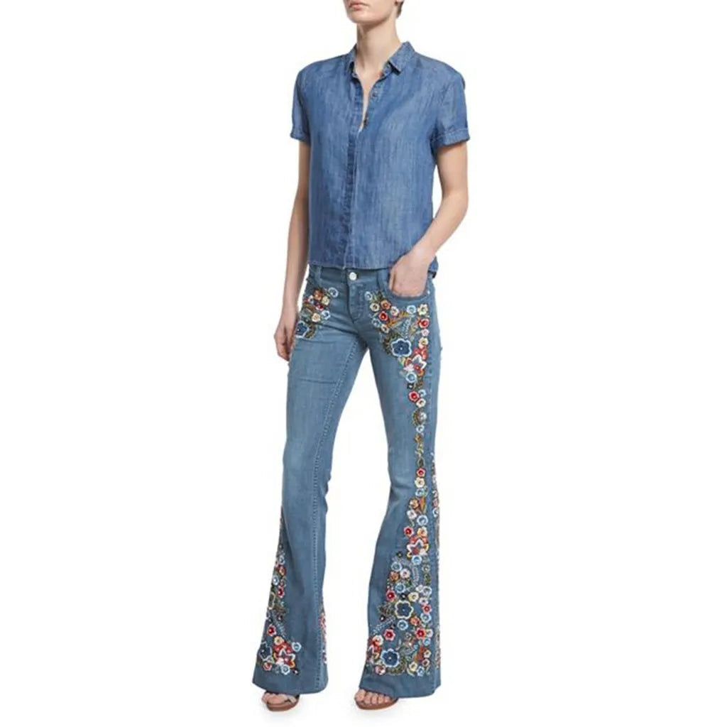 Levoire | Jeans Évasés Pour Femmes Brodés