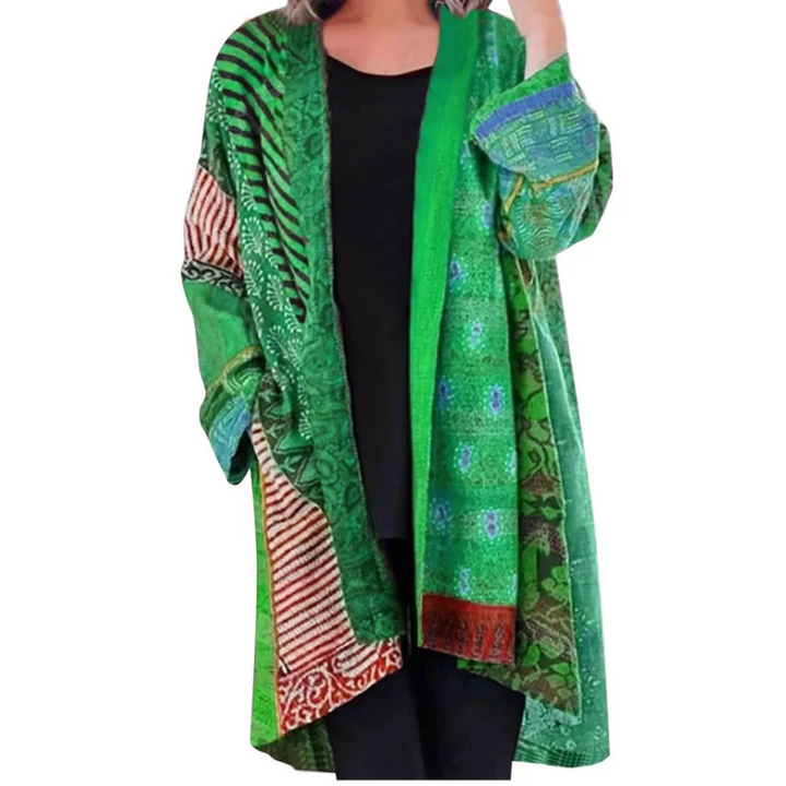 Levoire | Veste Couleurs Vives Ouverte Front Plus Size Veste Vêtements Féminins Vert