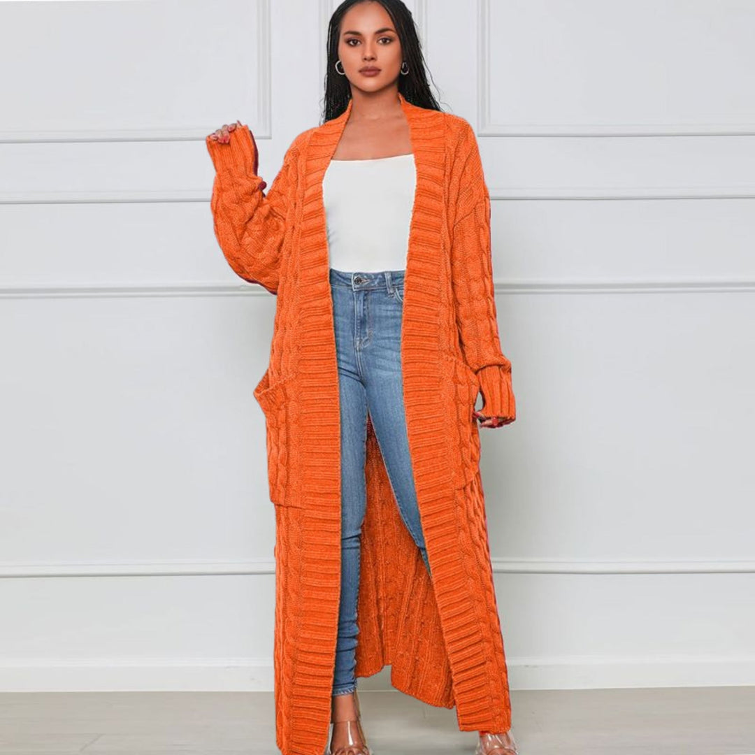 Levoire | Grande Taille Ouverte Gilet Tricoté Gilet Femme Orange