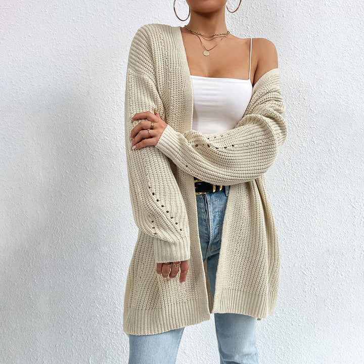 Levoire | Veste Longue Tricotée Avec Détails Subtils Pour Femmes Abricot