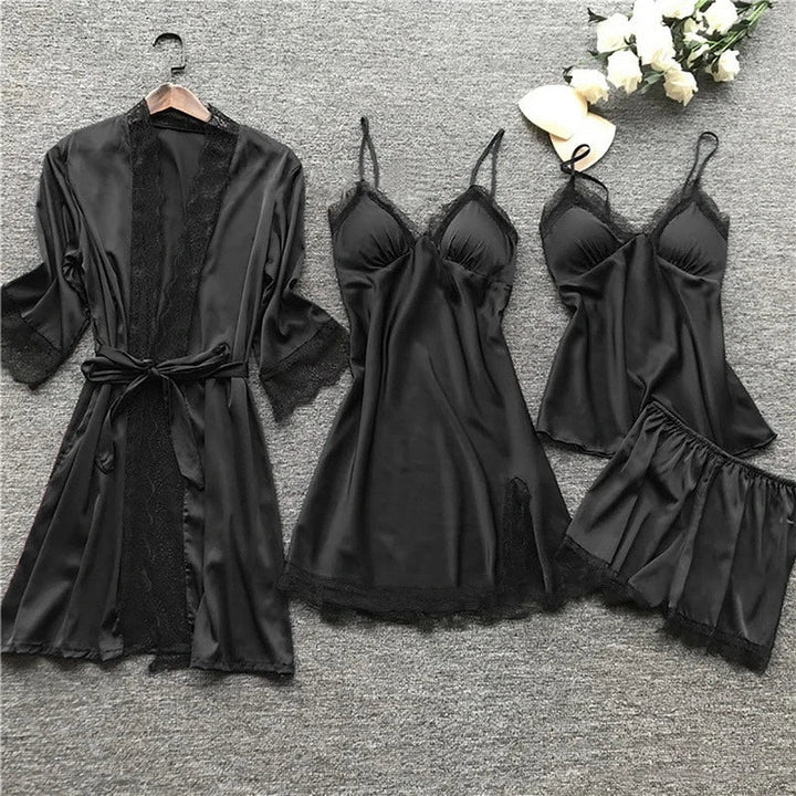 Levoire | Ensemble De Nuit En Soie Noir