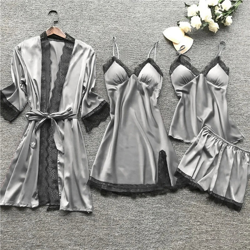 Levoire | Ensemble De Nuit En Soie Gris