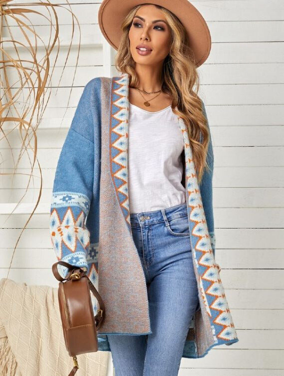 Levoire | Long Coloré Veste En Laine Tricotée Pour Femmes