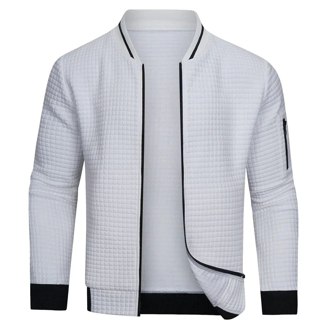 Levoire | Confortable Et Chaud Pull Pour Homme Avec Fermeture Éclair Blanc