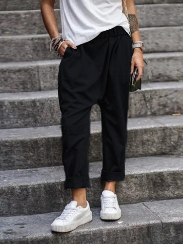 Levoire | Stylish Mid-Rise Elastic Pants With A Relaxed Fit