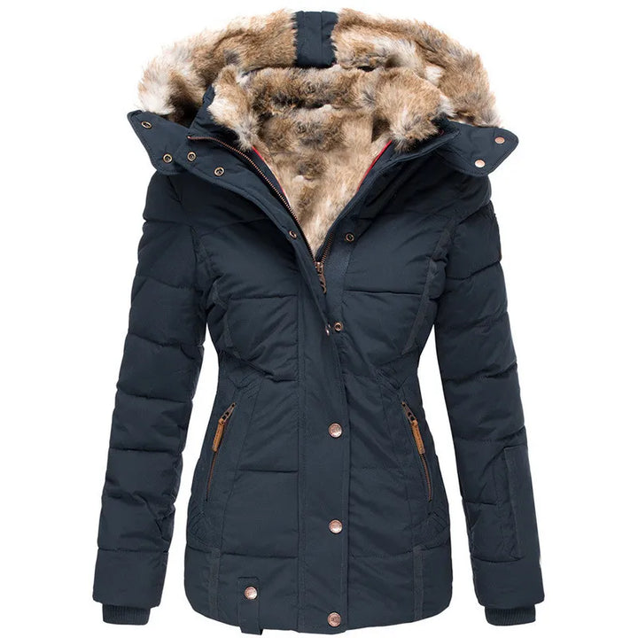 Levoire | Manteau d'hiver chaud doublé de cuir Bleu