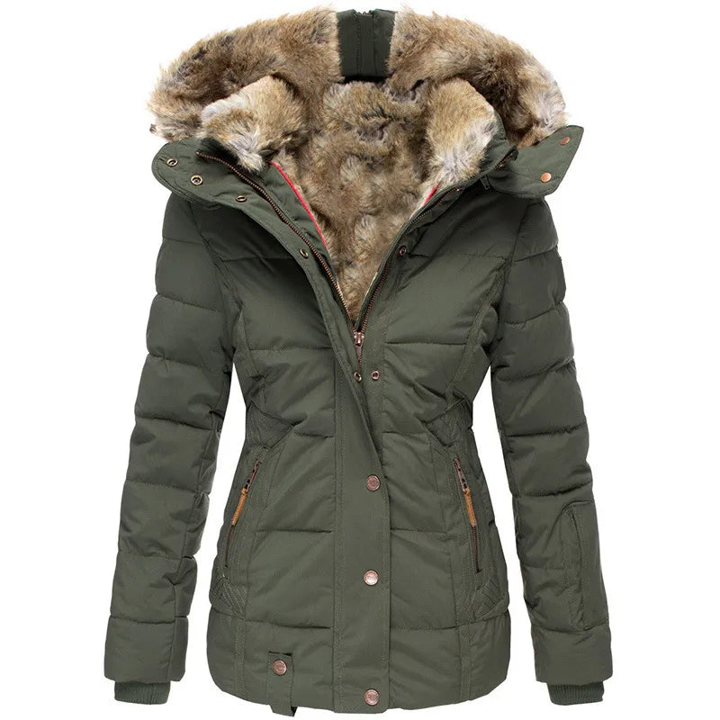 Levoire | Manteau d'hiver chaud doublé de cuir Vert
