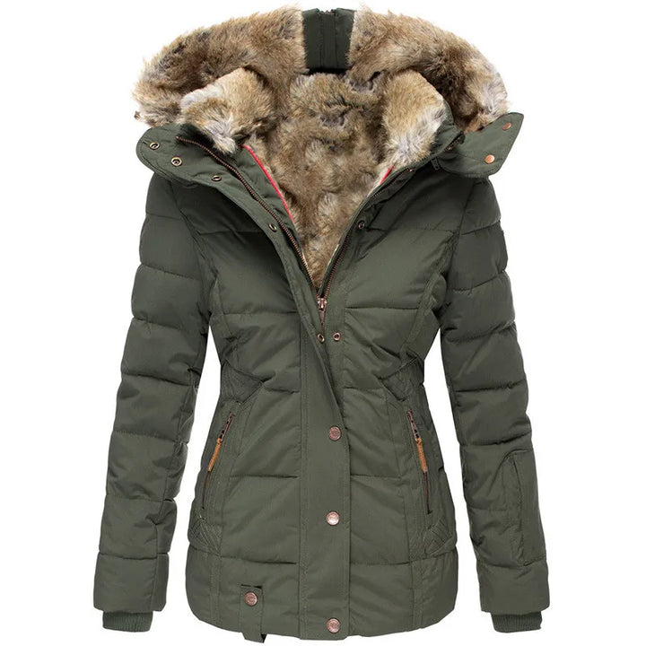 Levoire | Manteau d'hiver chaud doublé de cuir Vert