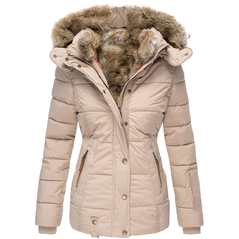 Levoire | Manteau d'hiver chaud doublé de cuir Beige