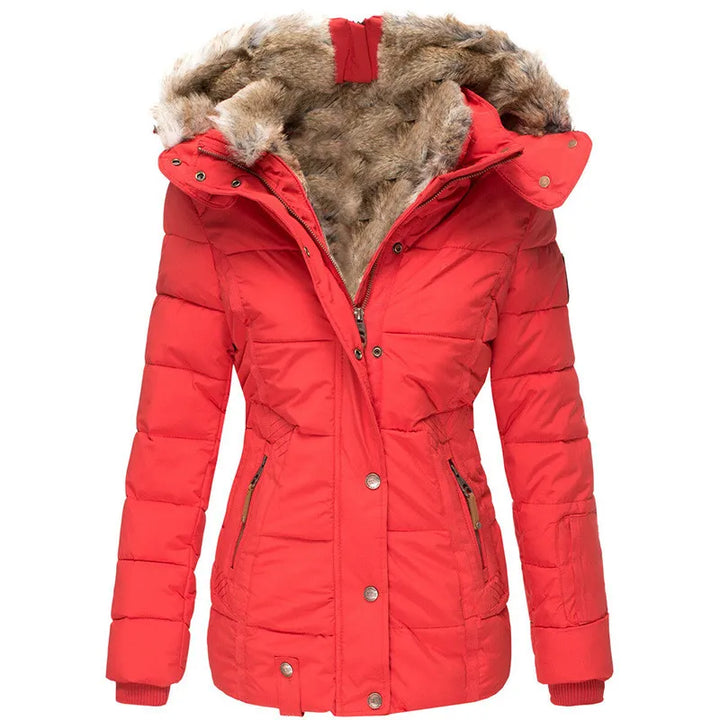 Levoire | Manteau d'hiver chaud doublé de cuir Rouge