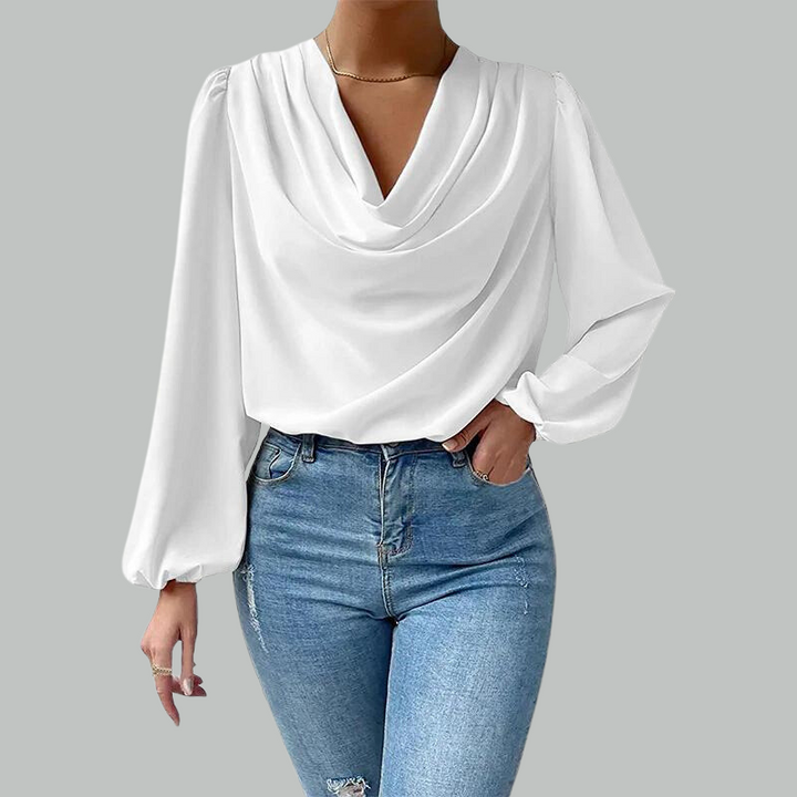 Levoire | Chemise À Manches Longues Confortable À Col En V Blanc
