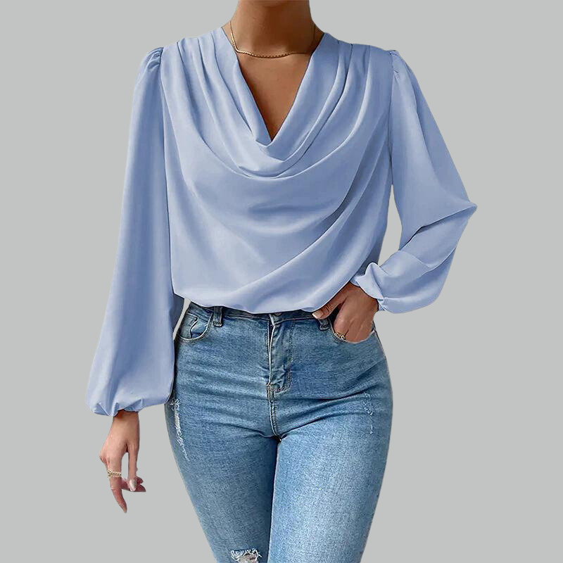 Levoire | Chemise Confortable À Manches Longues En V Bleu clair