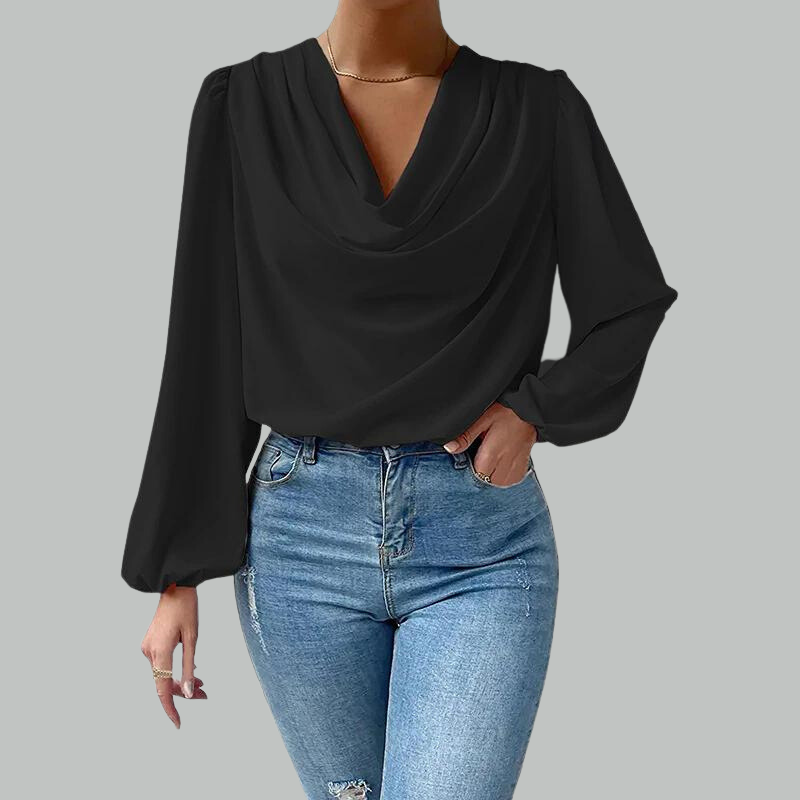 Levoire | Chemise Confortable À Manches Longues En V Noir