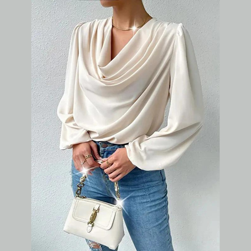 Levoire | Chemise Confortable À Manches Longues En V Beige