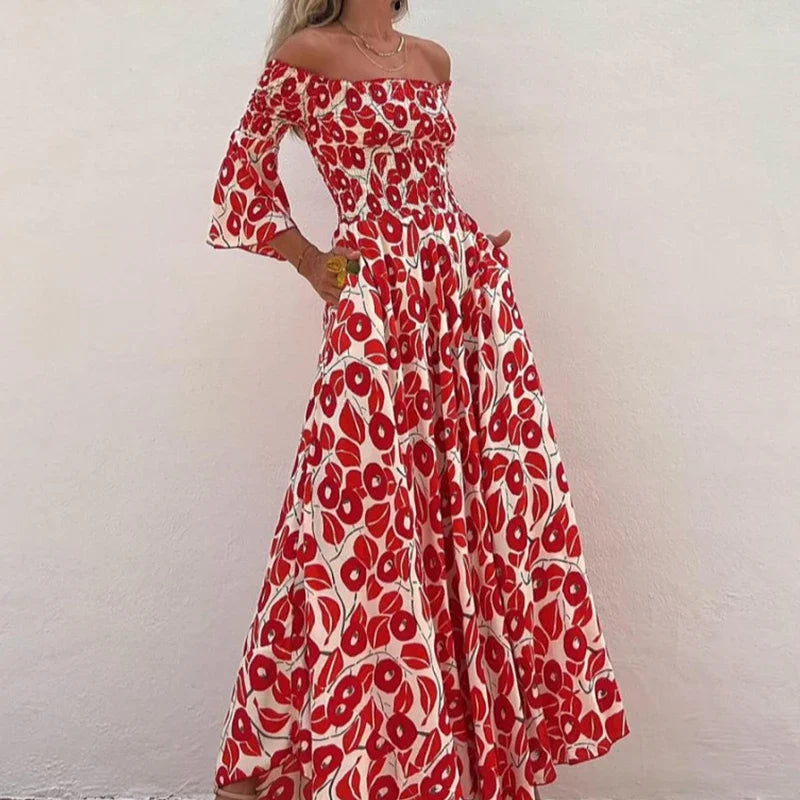 Levoire | Robe Maxi À Épaule Dégagée Imprimée