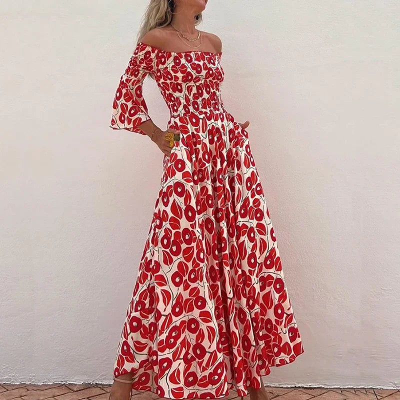 Levoire | Robe Maxi À Épaule Dégagée Imprimée