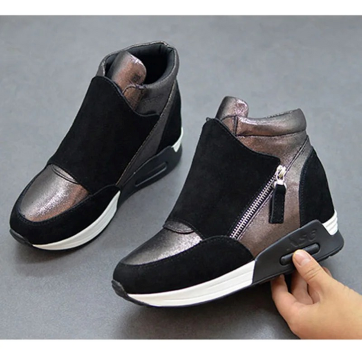 Levoire | Chaussures À Fermeture Éclair Avec Talon Compensé Noir-brun