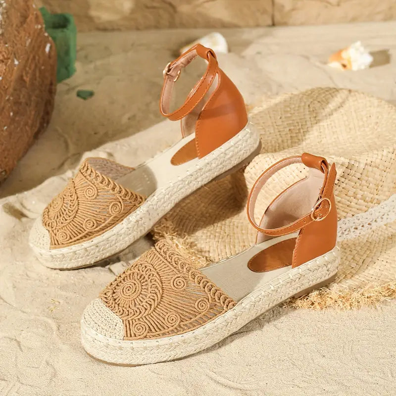 Levoire | Sandales Plates Confortables Avec Lanières Et Boucles Lumière brune