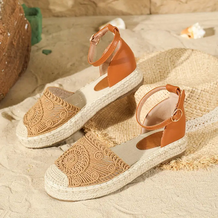 Levoire | Sandales Plates Confortables Avec Lanières Et Boucles Lumière brune