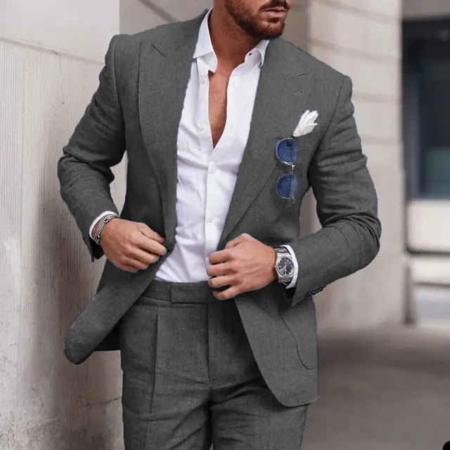 Levoire | Ensemble De Veste De Costume Simple Et De Pantalons Pour Hommes Gris foncé