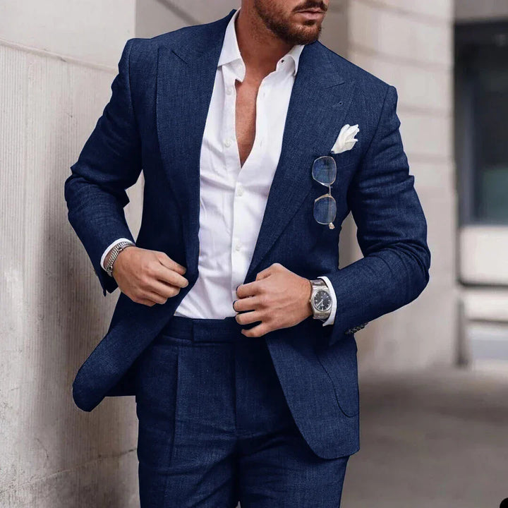 Levoire | Ensemble De Veste De Costume Simple Et De Pantalons Pour Hommes Bleu