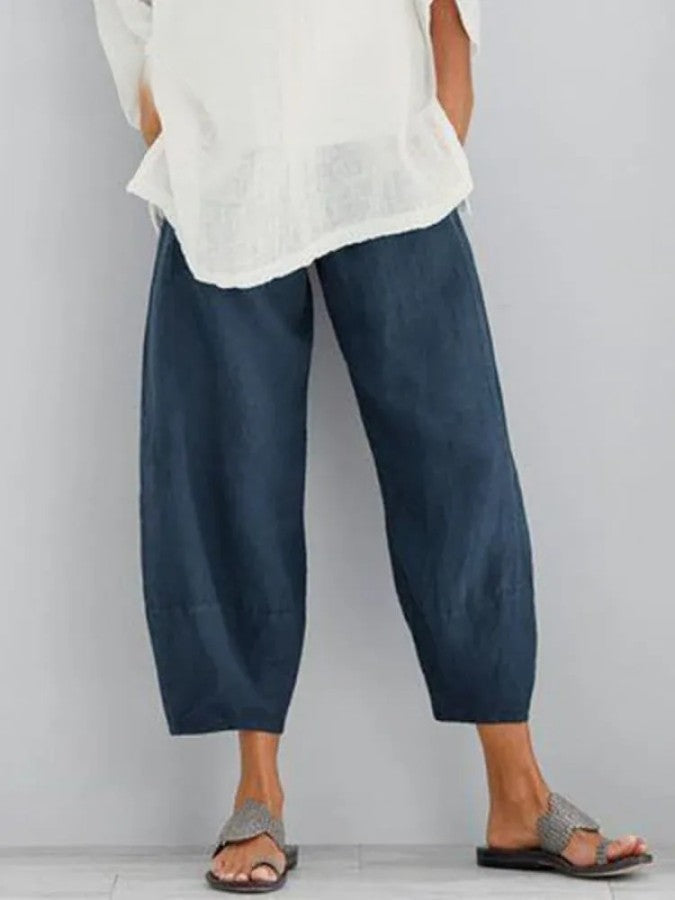 Levoire | Pantalon En Coton Décontracté À Coupe Ample Pour Femmes En Été Bleu foncé