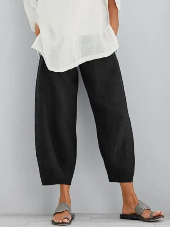 Levoire | Pantalon En Coton Décontracté À Coupe Ample Pour Femmes En Été Noir