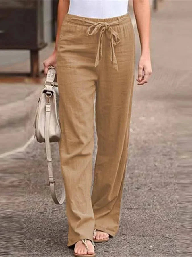 Levoire | Coton Pantalon D'Été Élastique À Taille Pour Femmes brun clair