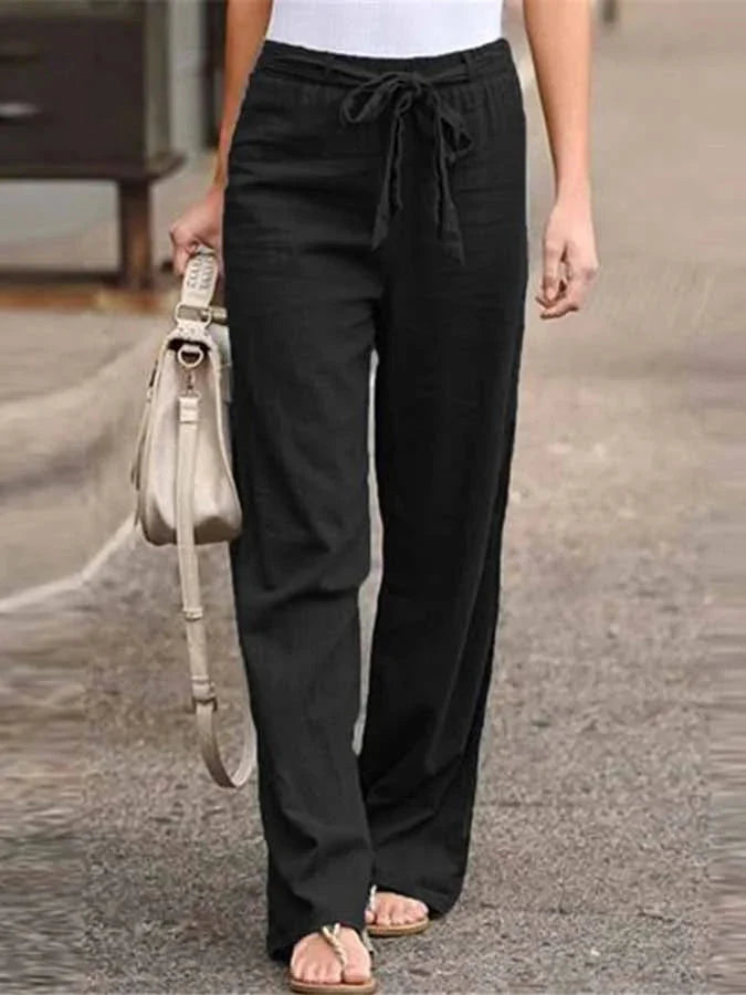 Levoire | Coton Pantalon D'Été Élastique À Taille Pour Femmes Noir