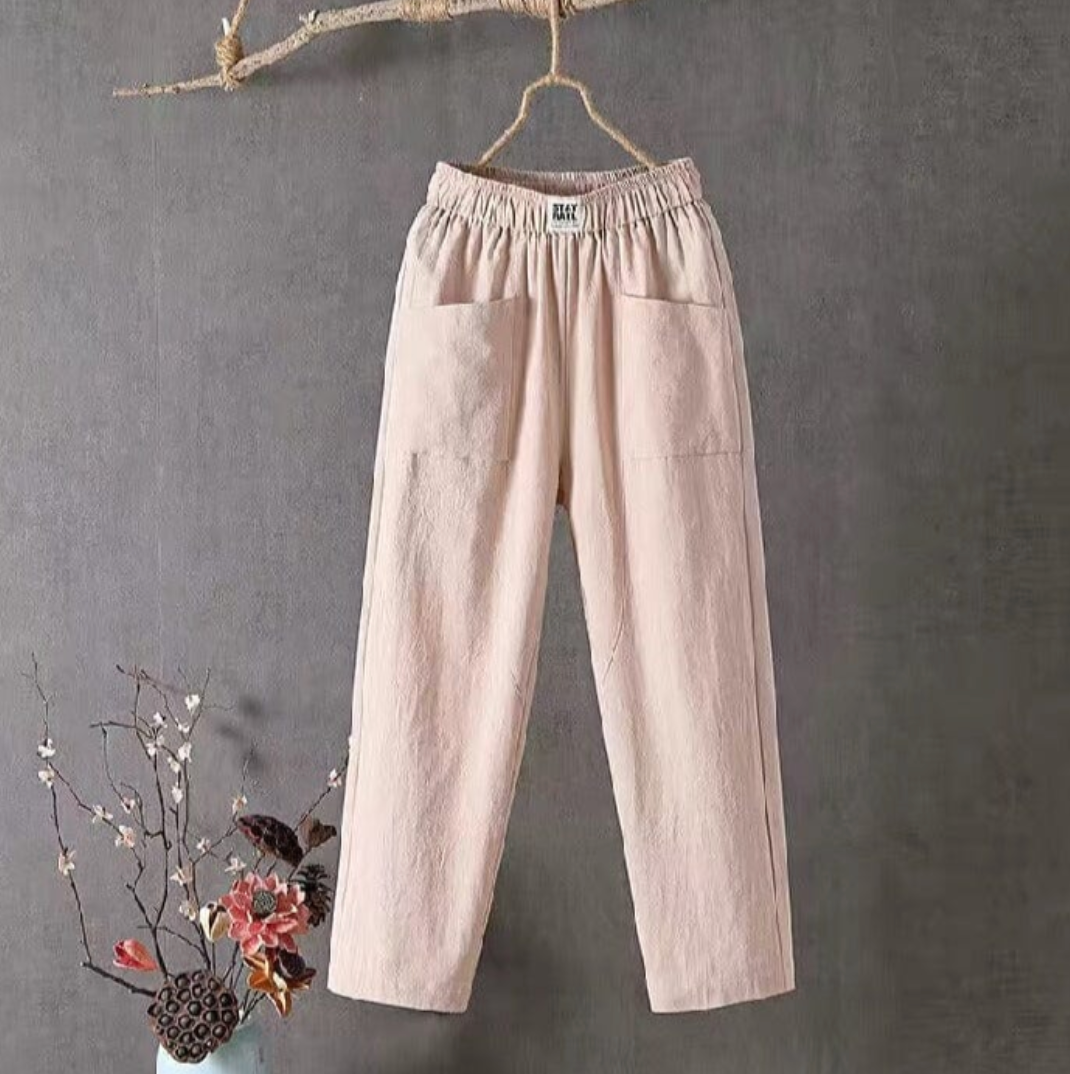 Levoire | Pantalon Coton Taille Élastique Pantalon D'Été Vêtements Pour Femmes Rose