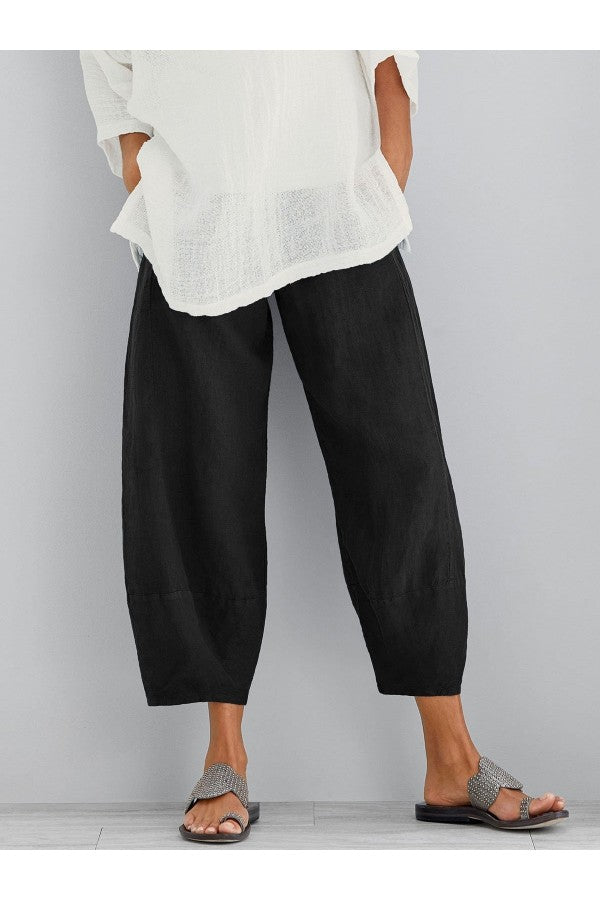 Levoire | Coupe Décontractée Pantalon D'Été Longueur Cheville Pour Femmes Noir