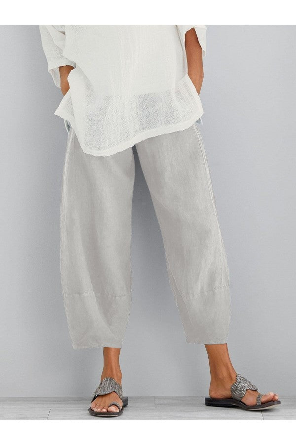 Levoire | Coupe Décontractée Pantalon D'Été Longueur Cheville Pour Femmes Gris