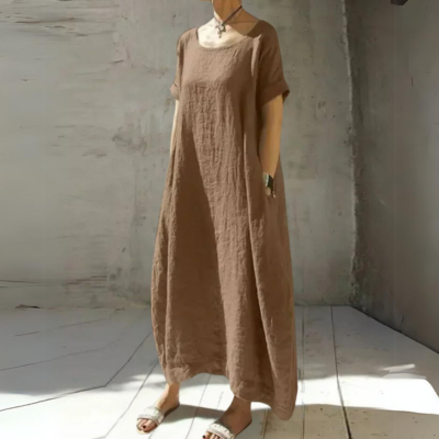Levoire | Modèle Ample En Coton Robe Maxi Robe D'Été Braun