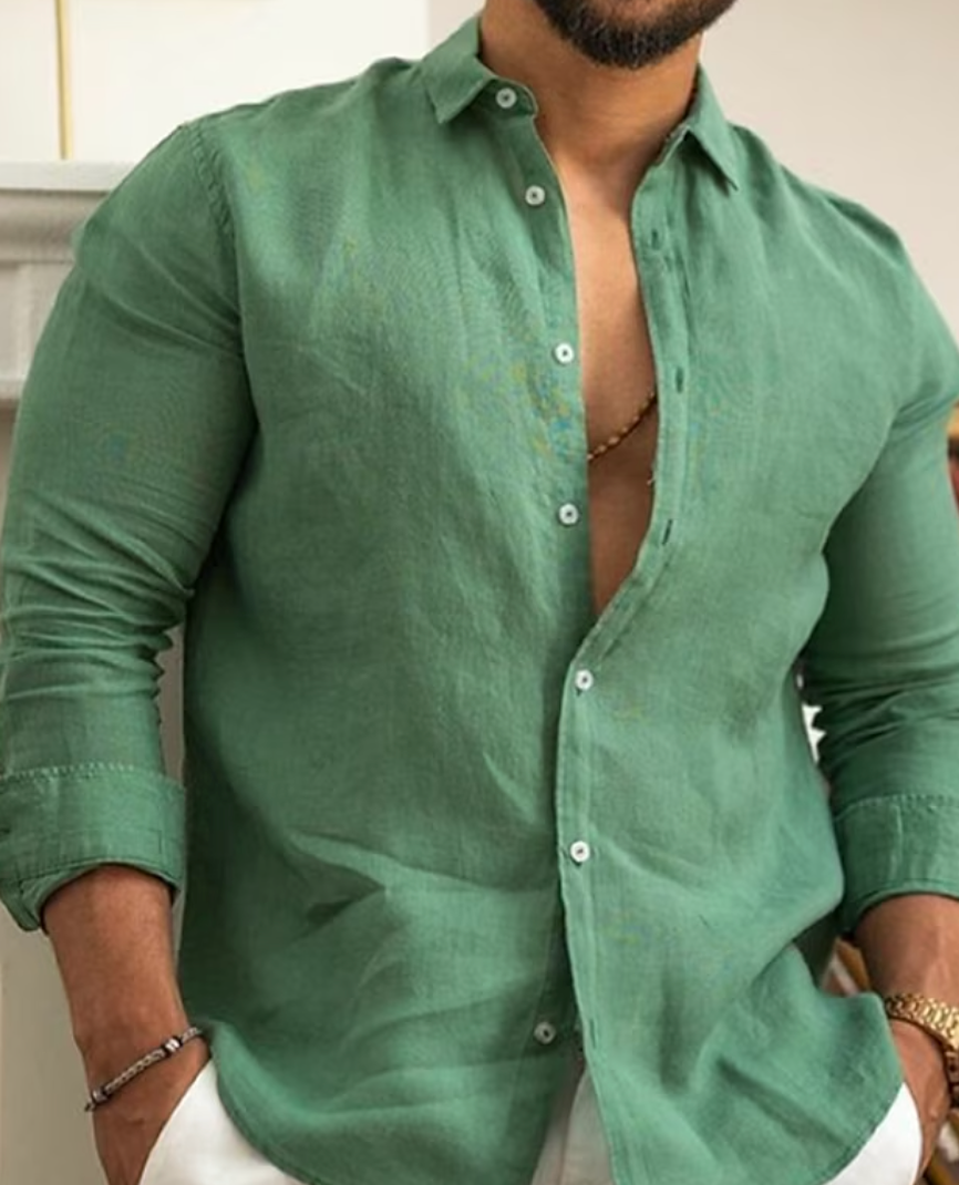 Levoire | Chemise En Coton À Manches Longues Avec Fermeture À Boutons Vêtements Pour Hommes Vert
