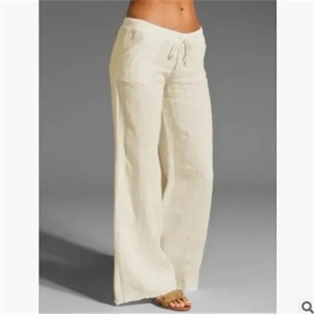 Levoire | Pantalon D'Été Avec Cordon Pantalon À Jambe Large Vêtements Pour Femmes Crème
