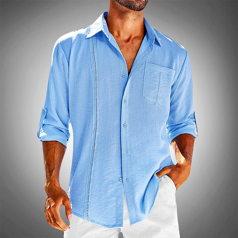 Levoire | Coton Chemise À Manches Courtes Boutonnée Chemise Pour Hommes Bleu