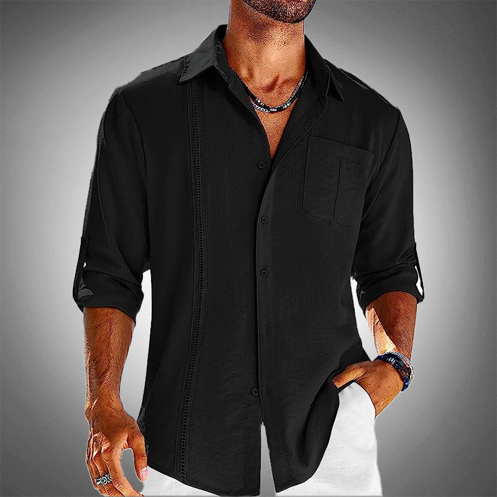 Levoire | Coton Chemise À Manches Courtes Boutonnée Chemise Pour Hommes Noir