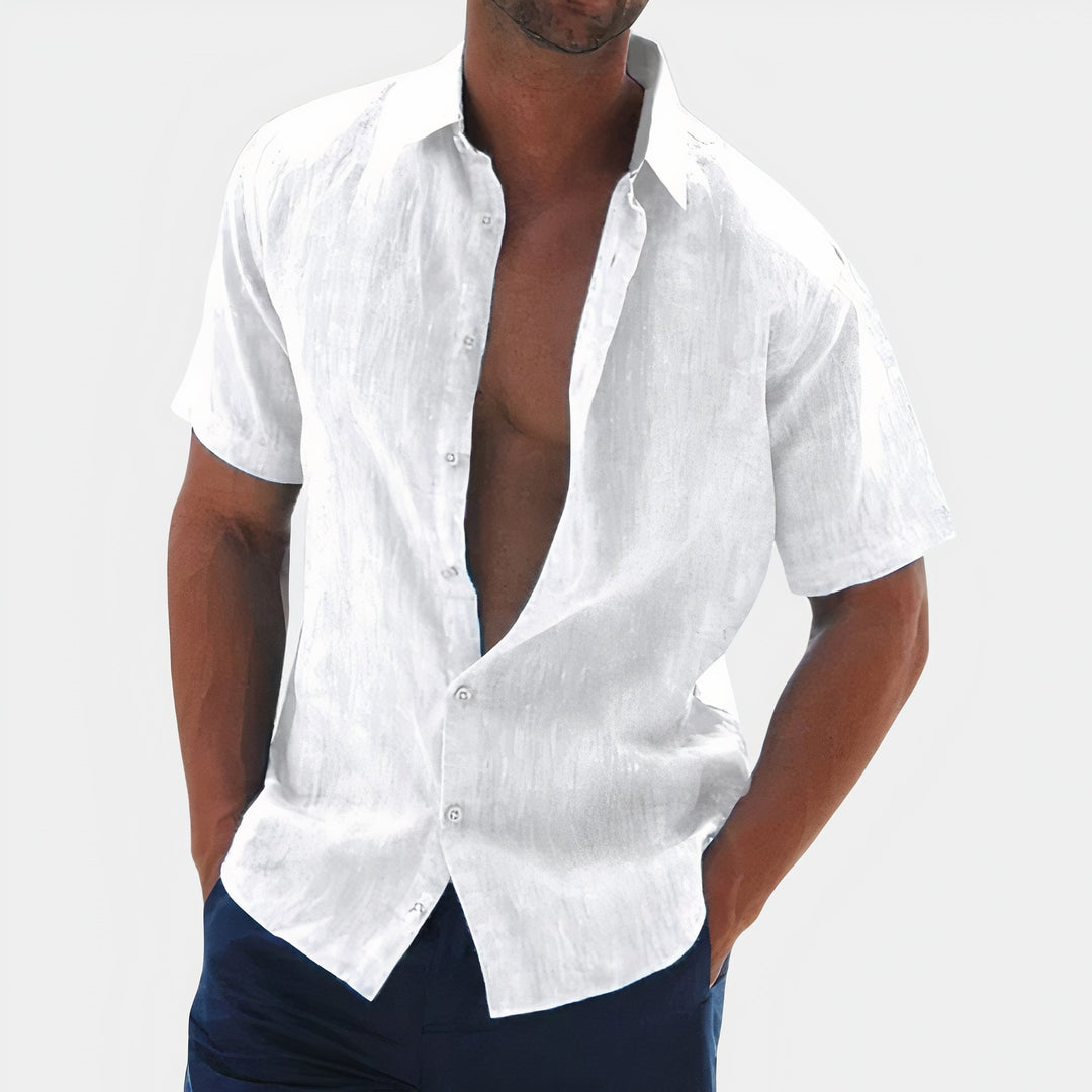 Levoire | Fermeture À Boutons Chemise À Col Châle À Manches Courtes Chemise Pour Hommes Blanc