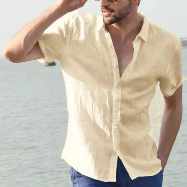 Levoire | Chemise À Manches Courtes Avec Boutonnière Pour Hommes Khaki