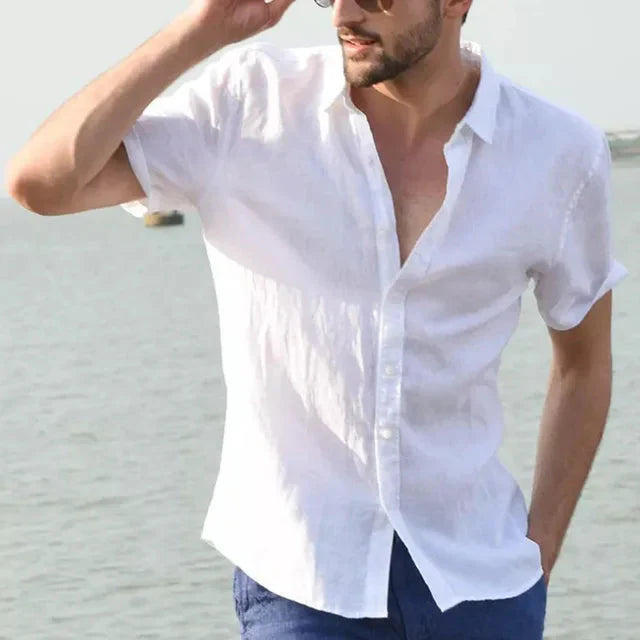 Levoire | Chemise À Manches Courtes Avec Boutonnière Pour Hommes Blanc