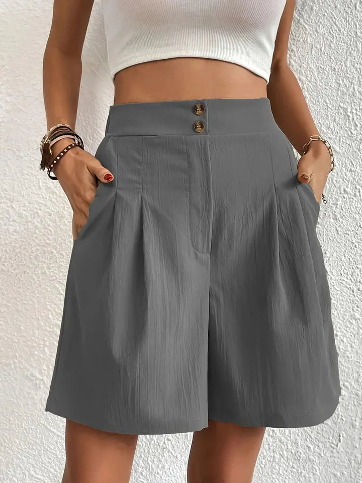 Levoire | Shorts, Poches Obliques, Taille Haute, Shorts Pour Femmes, Vêtements D'Été Gris foncé