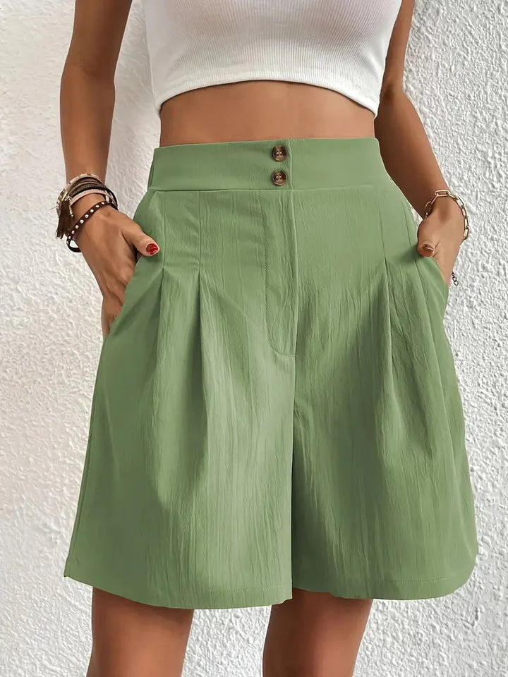 Levoire | Shorts, Poches Obliques, Taille Haute, Shorts Pour Femmes, Vêtements D'Été Vert clair